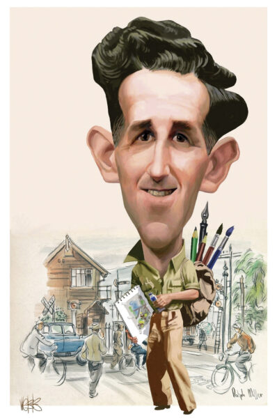 Caricature of Ralph Miller drawn by Murray Webb
