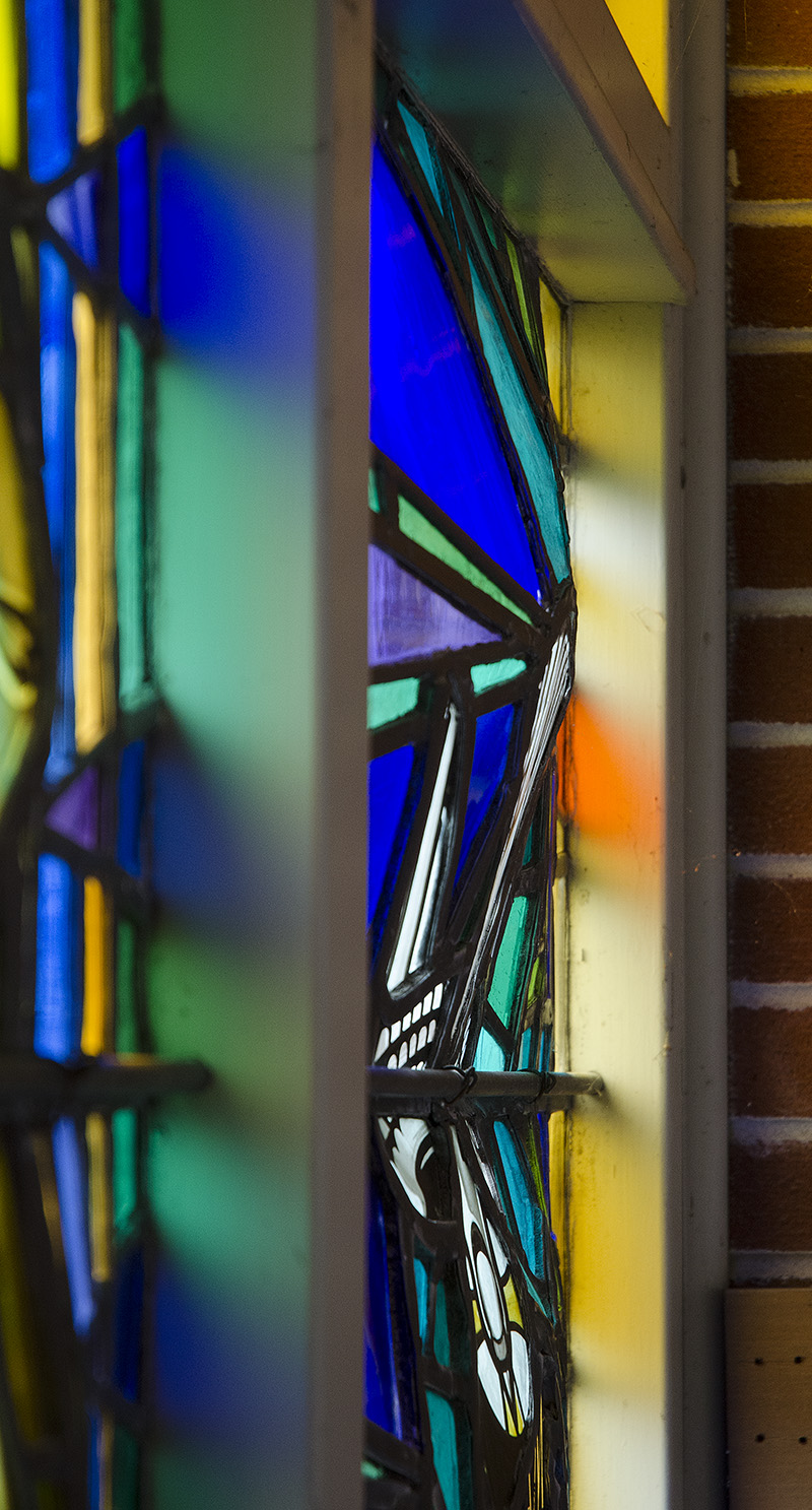 St Stephens Methodist Church - no longer used ? - KGB 065 - Holy family, coat and dice, and phoenix -